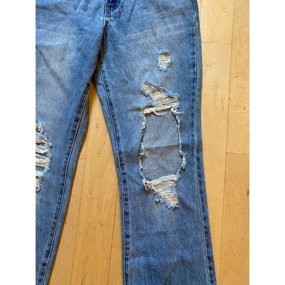ABOUND Bnwot Blue "Losse Straight" Jeans New Relaxed Distressed - Picture 3 of 7